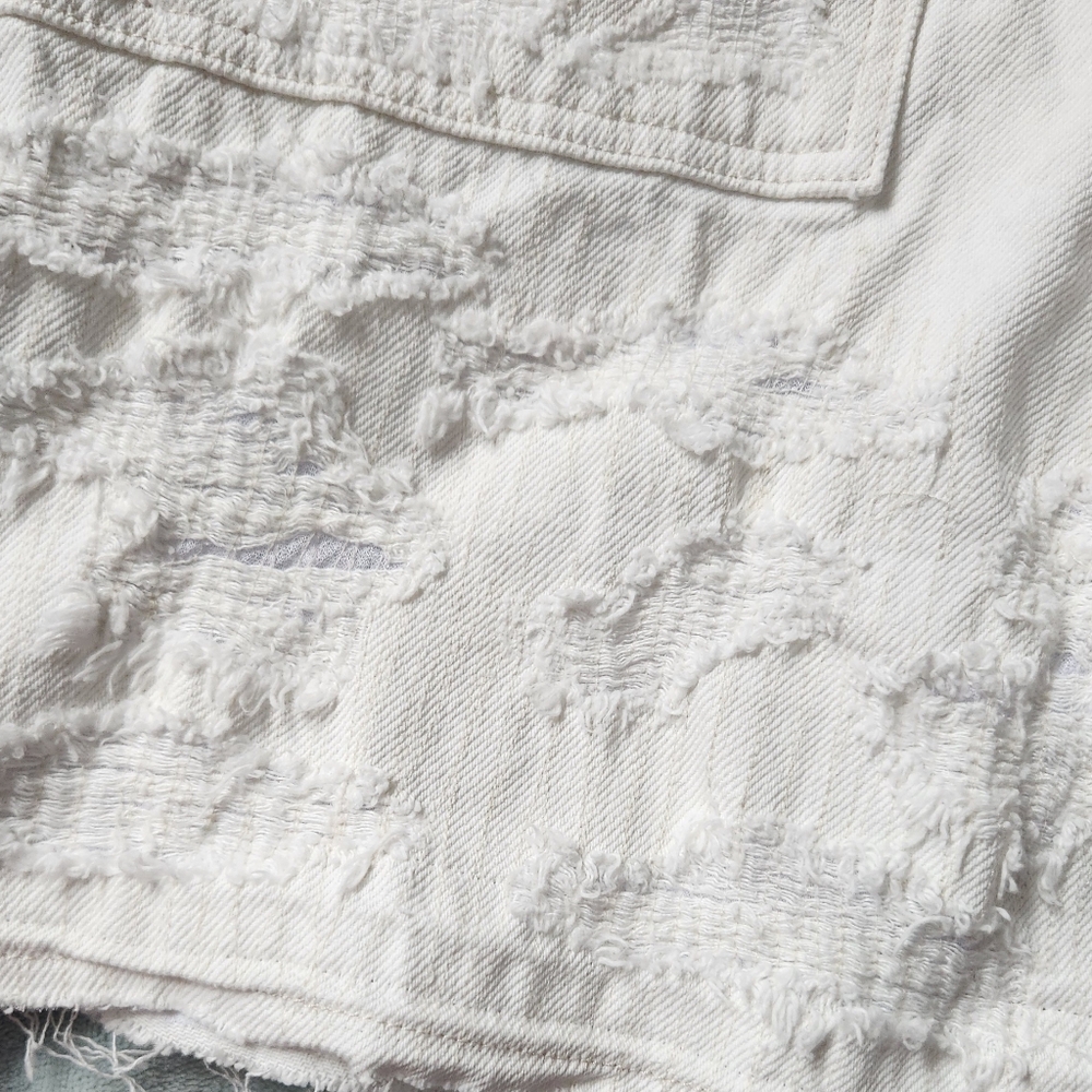 Nwot Textured Rip Cargo Style White Shorts H&M - Picture 6 of 8